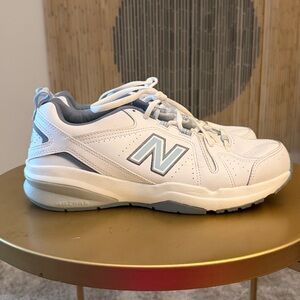 New Balance White and Light Gray Low-Top Sneakers